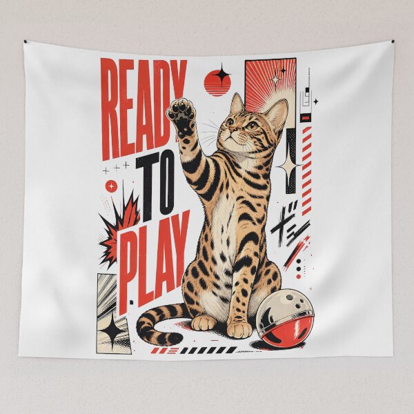 Item preview, Ready to Play – Playful Bengal cat in action designed and sold by Bengoer18.