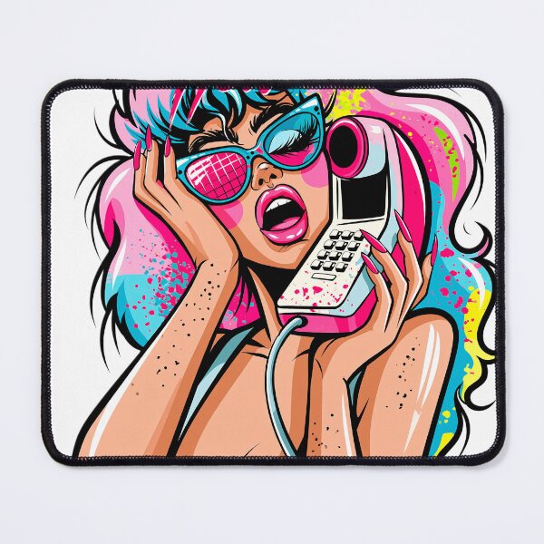 Item preview, Stylish woman with a phone, retro style, 70s designed and sold by TanyaLovus.