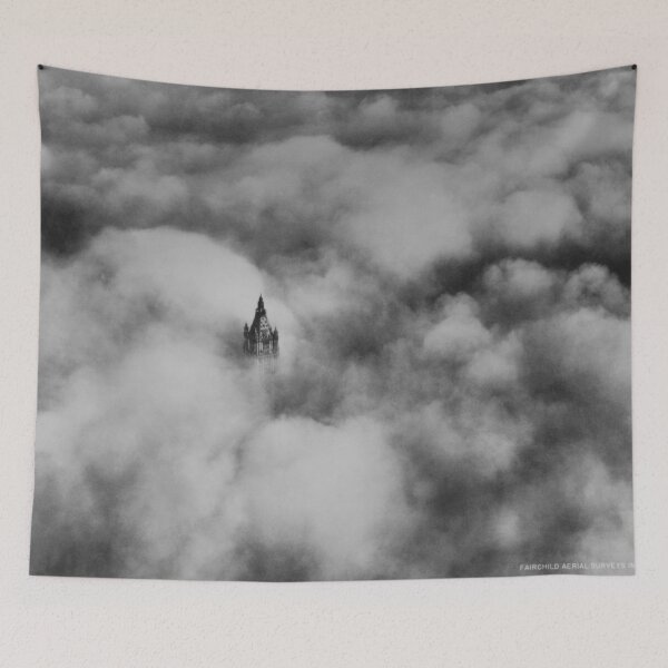 Item preview, 1928 Vintage Woolworth tower in clouds, New York City aerial fine art black and white photograph designed and sold by Astrid Arkhangelsky.