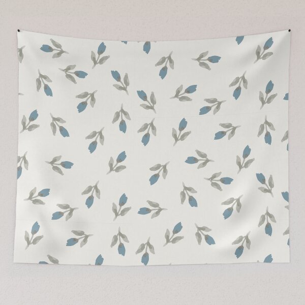Item preview, Dusty Blue Tulips Pattern – Sage & Blue Floral Print designed and sold by FawnFeatherCo.