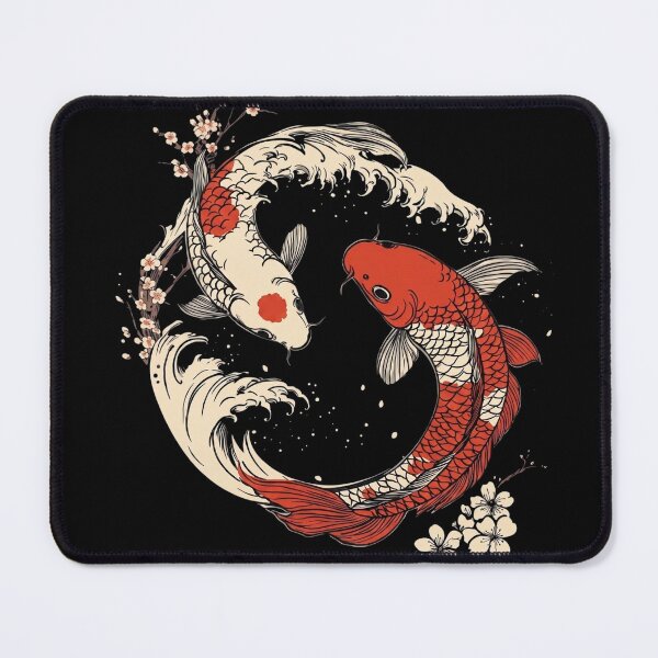 Item preview, Japanese Koi Fish Yin Yang and Cherry Blossoms Ukiyo-e Art designed and sold by Shopeon Designs.