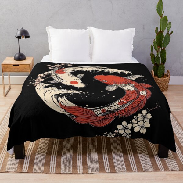 Item preview, Japanese Koi Fish Yin Yang and Cherry Blossoms Ukiyo-e Art designed and sold by Shopeon Designs.