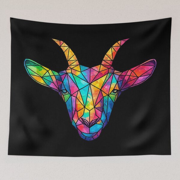 Item preview, Colorful Geometric Goat Head Polygon Art | Vibrant Abstract Animal Wall Art | Modern Low Poly Farm Animal Illustration designed and sold by Geometric Art..