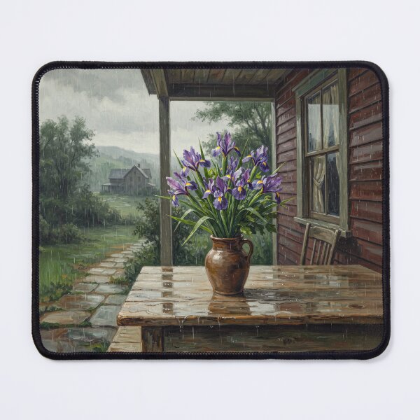 Item preview, Country Vase Of Iris Flowers In The Rain designed and sold by Home Decor Art.
