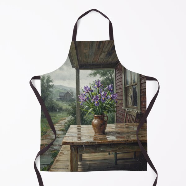 Item preview, Country Vase Of Iris Flowers In The Rain designed and sold by Home Decor Art.