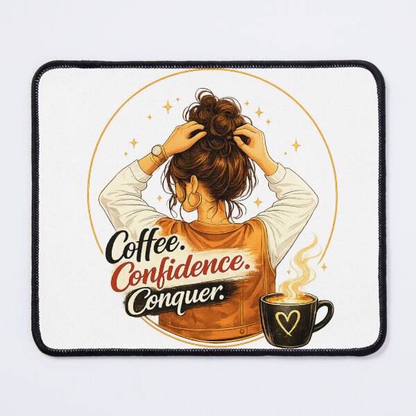 Item preview, Coffee Confidence Conquer - illustration of female motivation designed and sold by ElleMind.