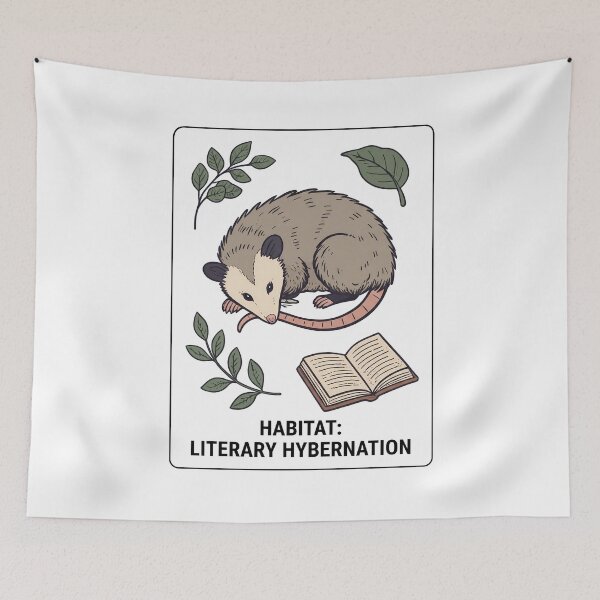 Item preview, Opossum Habitat Literary Hibernation Cozy Reader designed and sold by BobbyTee Merch.