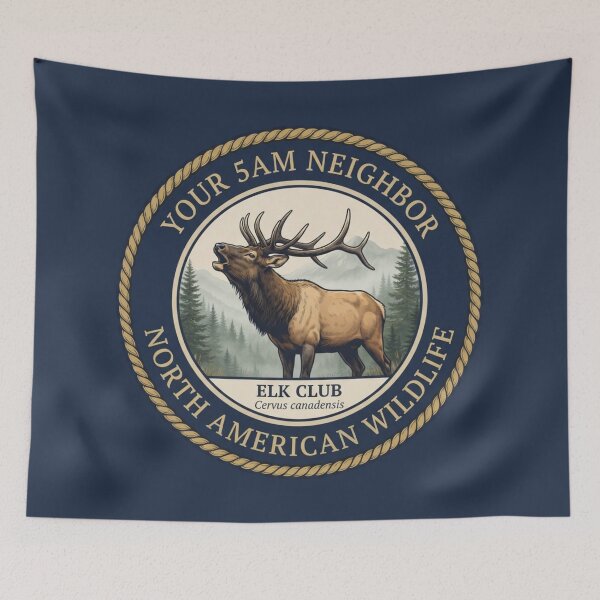 Item preview, Your 5AM Neighbor Elk Club Humor Badge designed and sold by CalmCapy Co.