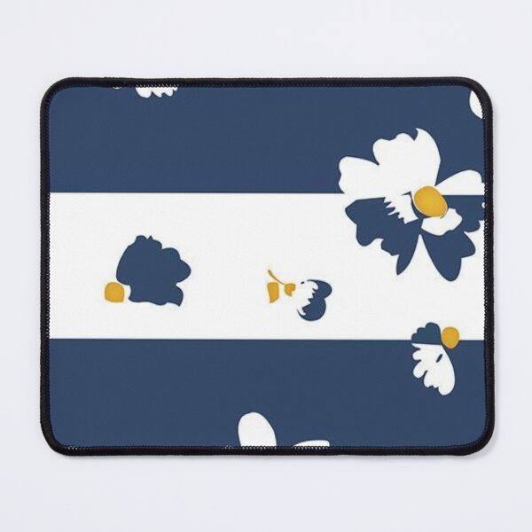 Item preview, Navy Blue and White Striped Daisy Floral Seamless Pattern designed and sold by LYAN-STORE.