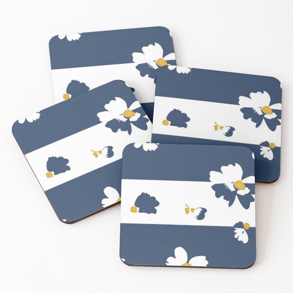 Item preview, Navy Blue and White Striped Daisy Floral Seamless Pattern designed and sold by LYAN-STORE.