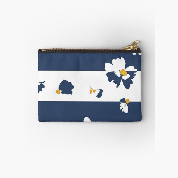 Item preview, Navy Blue and White Striped Daisy Floral Seamless Pattern designed and sold by LYAN-STORE.