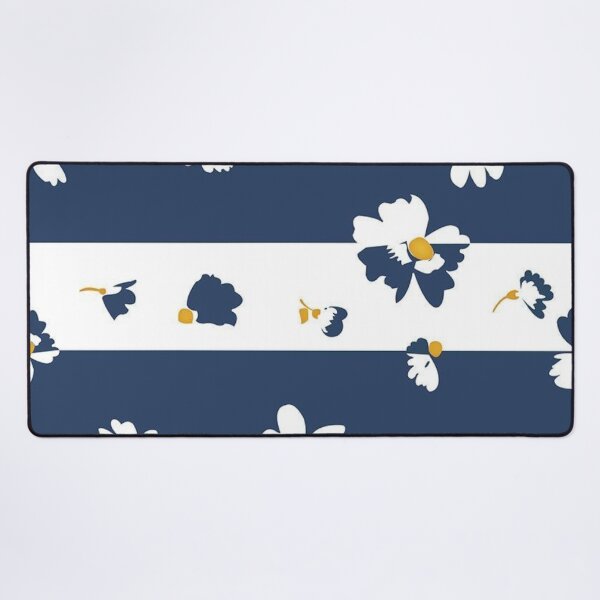 Item preview, Navy Blue and White Striped Daisy Floral Seamless Pattern designed and sold by LYAN-STORE.