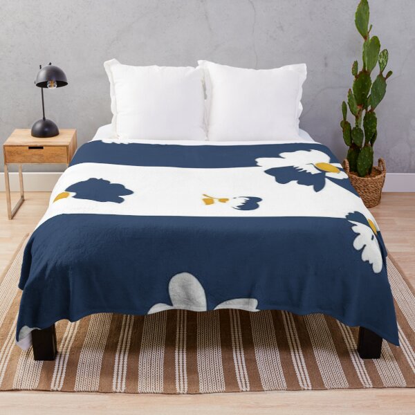 Item preview, Navy Blue and White Striped Daisy Floral Seamless Pattern designed and sold by LYAN-STORE.