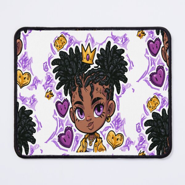 Item preview, Beautiful Black Princess Gold and Purple Hearts Print Pattern designed and sold by RichardRags.