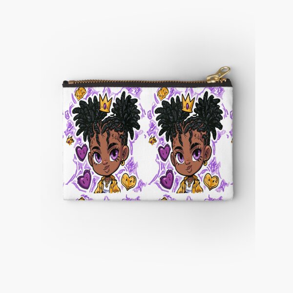 Item preview, Beautiful Black Princess Gold and Purple Hearts Print Pattern designed and sold by RichardRags.