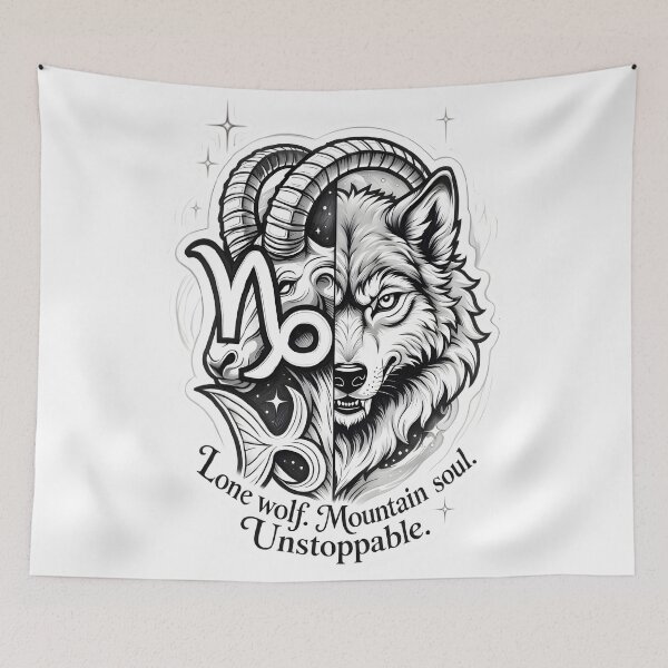 Item preview, Capricorn Lone Wolf Mountain Soul designed and sold by Zodiac Celestial Art.