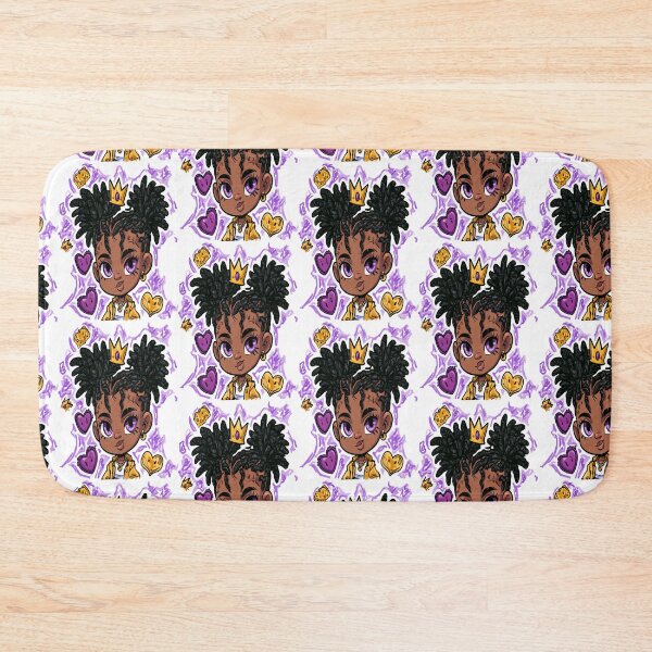 Item preview, Beautiful Black Princess Gold and Purple Hearts Print Pattern designed and sold by RichardRags.