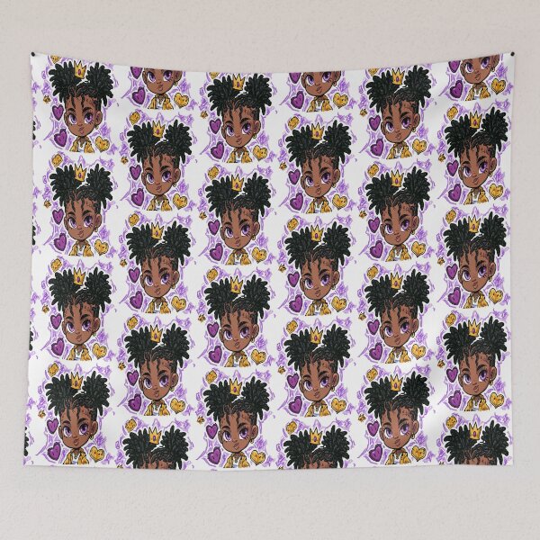 Item preview, Beautiful Black Princess Gold and Purple Hearts Print Pattern designed and sold by RichardRags.