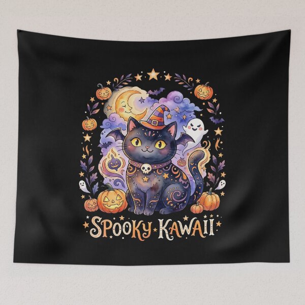 Item preview, Spooky Kawaii Cat – Cute Halloween Moon- Pumpkin Neko  designed and sold by CuteKats.