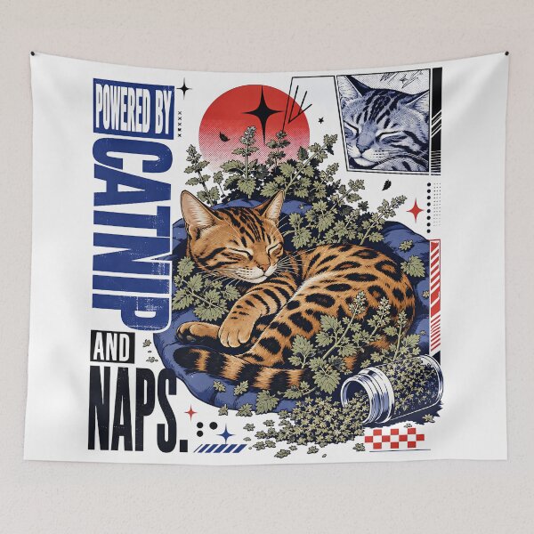 Item preview, Powered by Catnip and Naps – Cozy Bengal Cat designed and sold by Bengoer18.