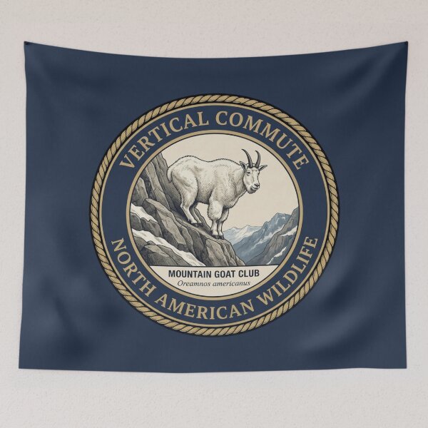 Item preview, Vertical Commute Mountain Goat Humor Badge designed and sold by CalmCapy Co.