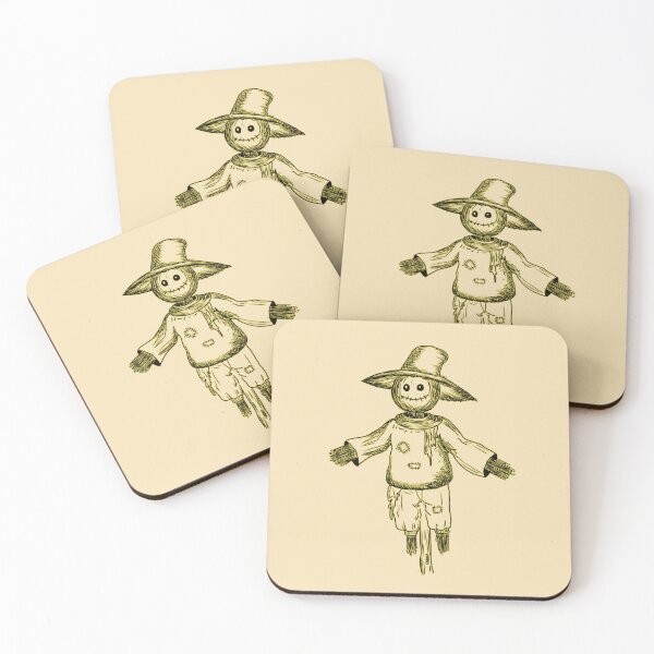 Item preview, Spooky Scarecrow Gold Sketch Halloween Print designed and sold by Potattoo.