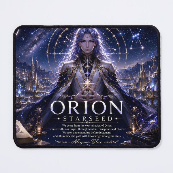 Item preview, Orion Starseed – Celestial Scholar Fantasy Art | Cosmic Wall Art | Spiritual Galaxy Decor | Alcyone Blue designed and sold by Alcyone-Blue.
