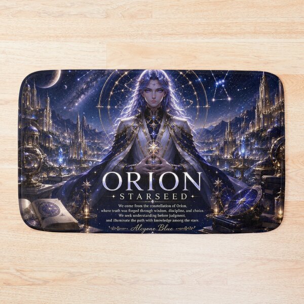 Item preview, Orion Starseed – Celestial Scholar Fantasy Art | Cosmic Wall Art | Spiritual Galaxy Decor | Alcyone Blue designed and sold by Alcyone-Blue.