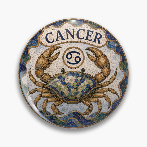Item preview, Cancer Zodiac Crab Mosaic Emblem Vintage Tile Astrology Sign Decorative Circular Artwork designed and sold by portokalis.