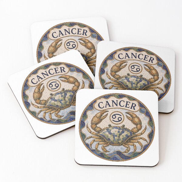 Item preview, Cancer Zodiac Crab Mosaic Emblem Vintage Tile Astrology Sign Decorative Circular Artwork designed and sold by portokalis.