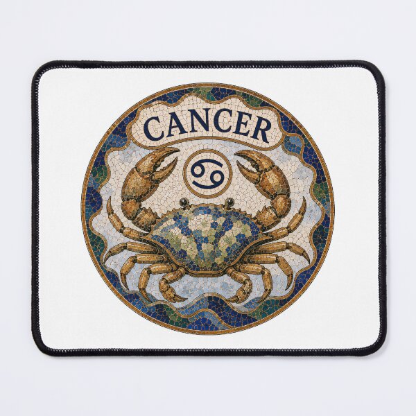 Item preview, Cancer Zodiac Crab Mosaic Emblem Vintage Tile Astrology Sign Decorative Circular Artwork designed and sold by portokalis.