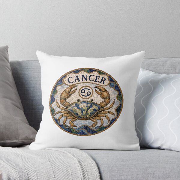 Item preview, Cancer Zodiac Crab Mosaic Emblem Vintage Tile Astrology Sign Decorative Circular Artwork designed and sold by portokalis.