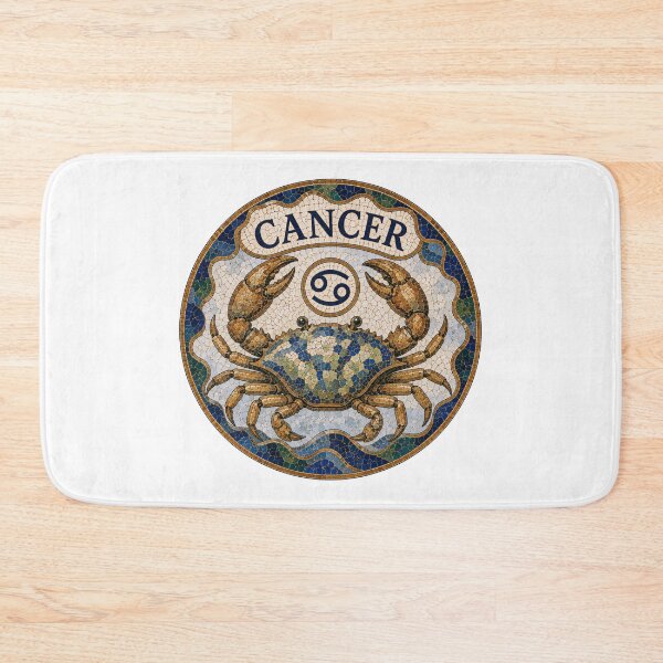 Item preview, Cancer Zodiac Crab Mosaic Emblem Vintage Tile Astrology Sign Decorative Circular Artwork designed and sold by portokalis.