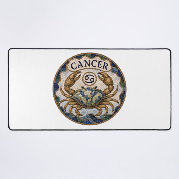 Item preview, Cancer Zodiac Crab Mosaic Emblem Vintage Tile Astrology Sign Decorative Circular Artwork designed and sold by portokalis.