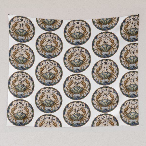 Item preview, Cancer Zodiac Crab Mosaic Emblem Vintage Tile Astrology Sign Decorative Circular Artwork designed and sold by portokalis.