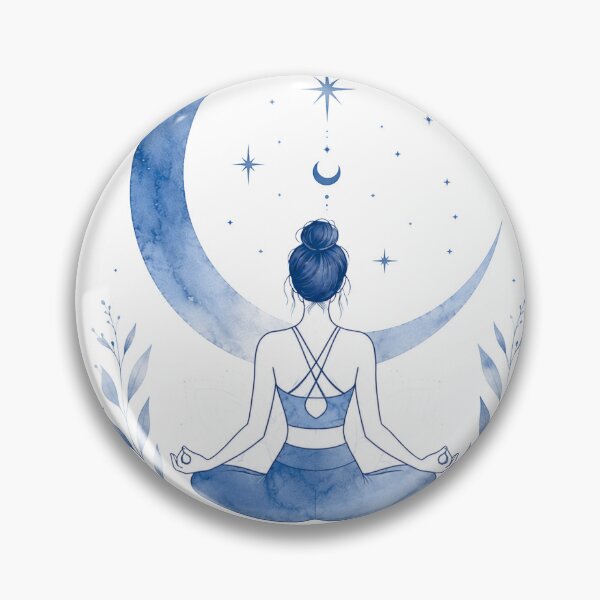 Item preview, Mystical Yoga Woman Crescent Moon Art designed and sold by VibePrinto.