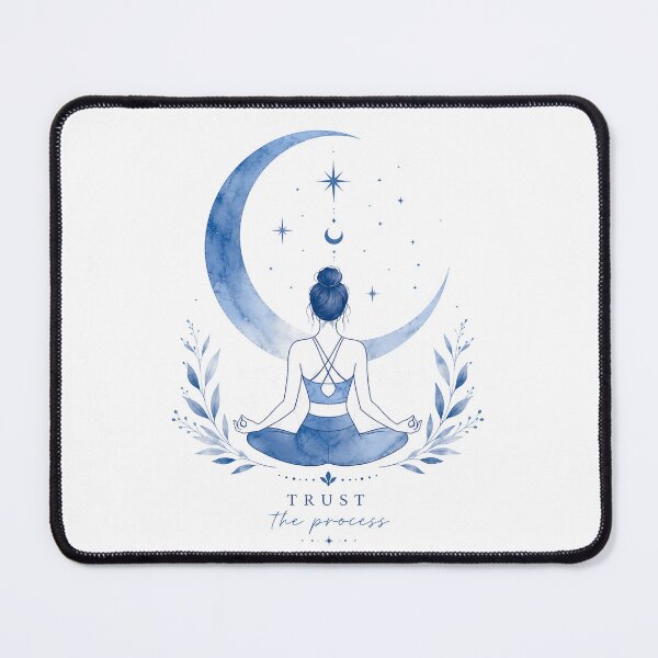 Item preview, Mystical Yoga Woman Crescent Moon Art designed and sold by VibePrinto.