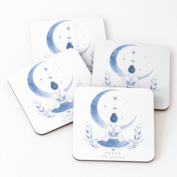 Item preview, Mystical Yoga Woman Crescent Moon Art designed and sold by VibePrinto.