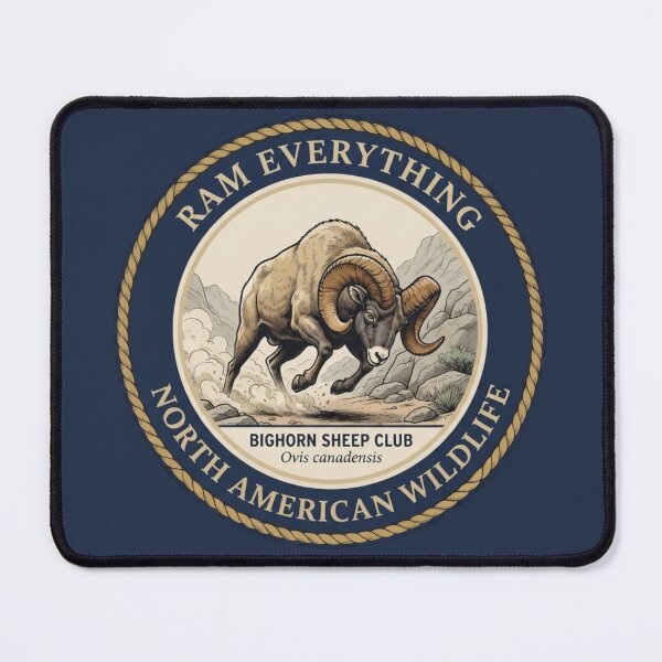 Item preview, Ram Everything Bighorn Sheep Humor Badge designed and sold by CalmCapy Co.