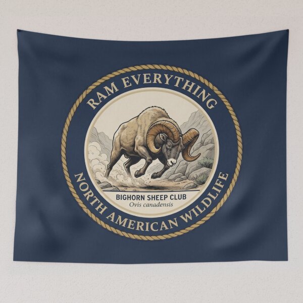 Item preview, Ram Everything Bighorn Sheep Humor Badge designed and sold by CalmCapy Co.