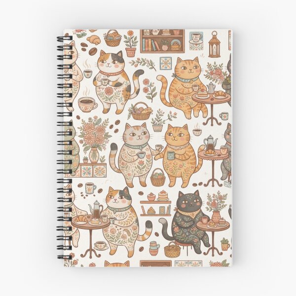 Item preview, Cozy Café Cats Pattern designed and sold by Iampoji.