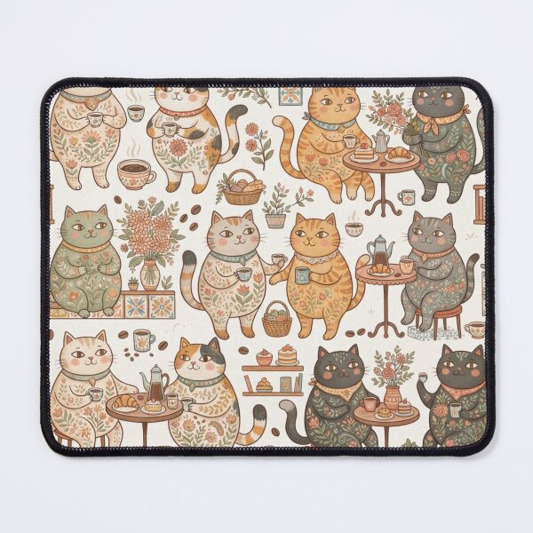 Item preview, Cozy Café Cats Pattern designed and sold by Iampoji.