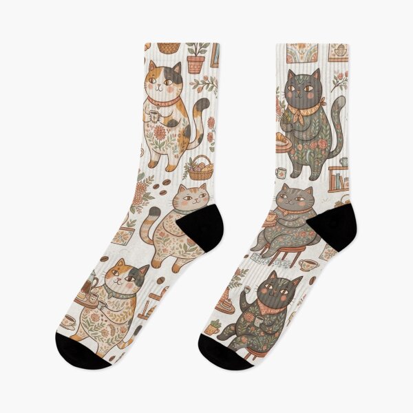 Item preview, Cozy Café Cats Pattern designed and sold by Iampoji.