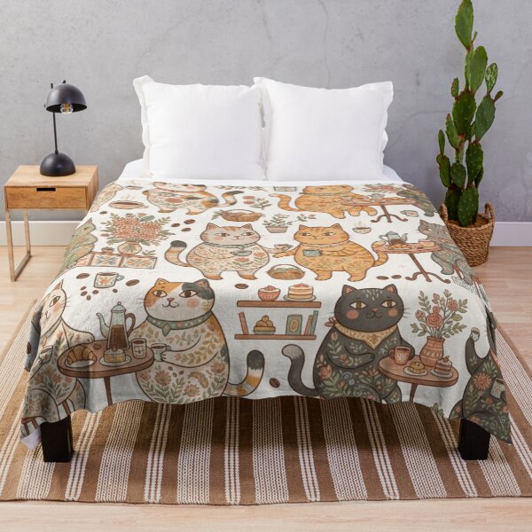 Item preview, Cozy Café Cats Pattern designed and sold by Iampoji.