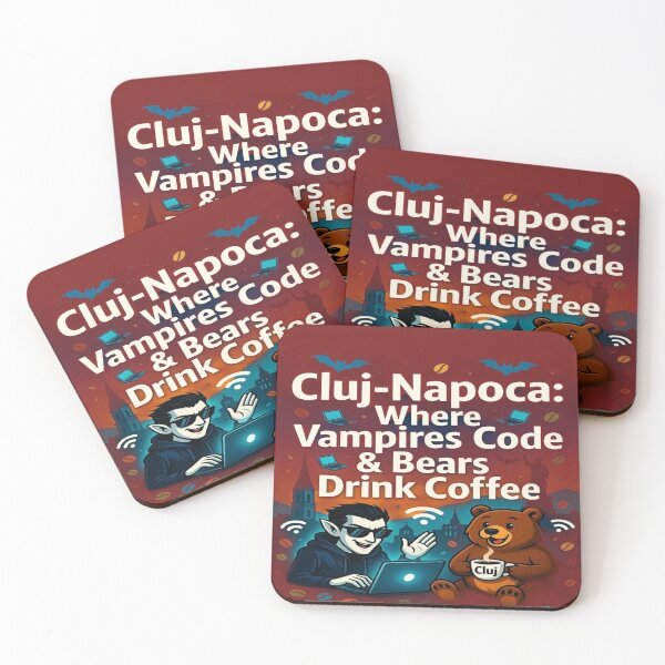 Item preview, Cluj-Napoca: Where Vampires Code & Bears Drink Coffee | Funny Romania Tech T-Shirt | Dracula Programmer | Cluj Coffee Lover Travel Souvenir designed and sold by Sushikidsntod.