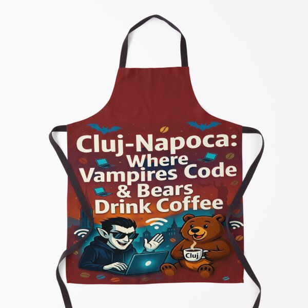 Item preview, Cluj-Napoca: Where Vampires Code & Bears Drink Coffee | Funny Romania Tech T-Shirt | Dracula Programmer | Cluj Coffee Lover Travel Souvenir designed and sold by Sushikidsntod.