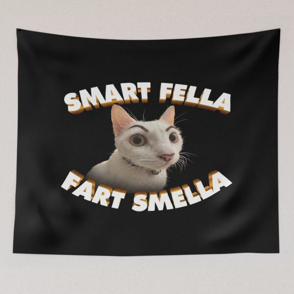 Item preview, Smart Fella or Fart Smella Cat Funny Meme | Cute Sarcastic Cat Quote | Humorous Animal Design designed and sold by StickerHavenn.