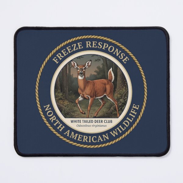 Item preview, Freeze Response White Tailed Deer Humor Badge designed and sold by CalmCapy Co.