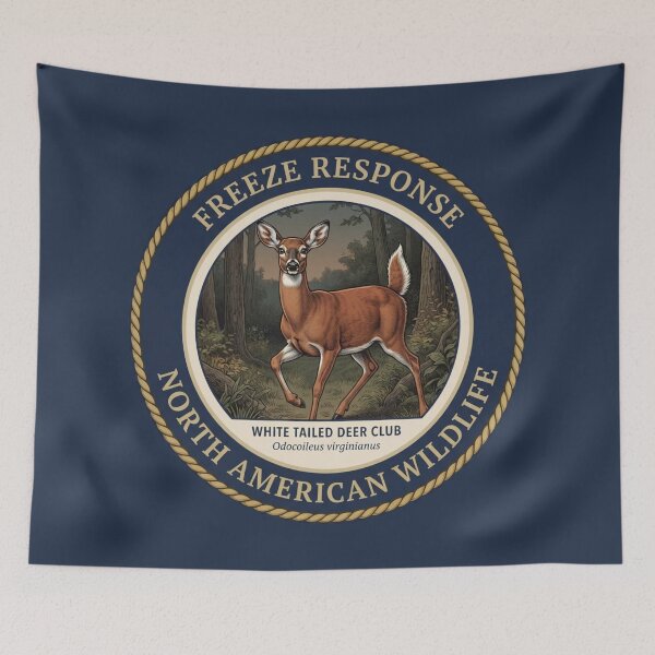 Item preview, Freeze Response White Tailed Deer Humor Badge designed and sold by CalmCapy Co.