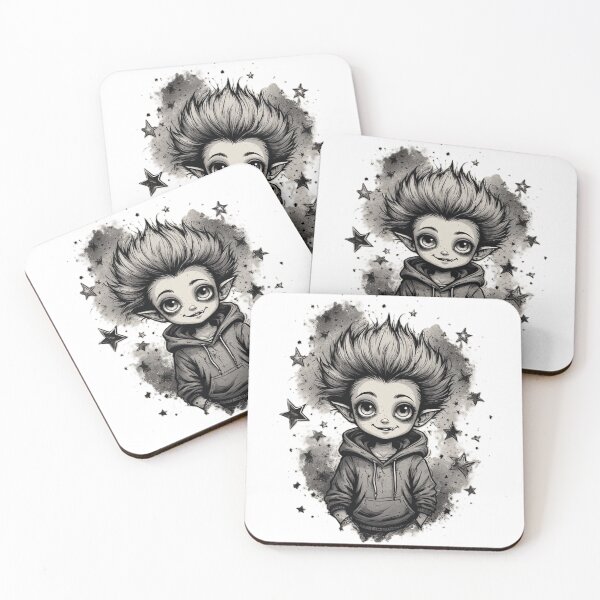 Item preview, Little Dark Star — Cute Gothic Creature Black and White Illustration designed by NegarTv Designs designed and sold by NegarTv Designs.